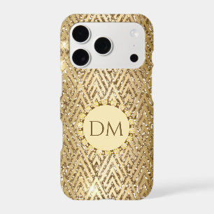 Monogramme à motif géométrique diamant pailleté or