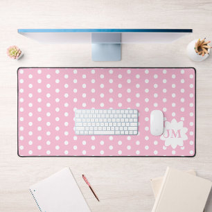 Monogramme à points de polka rose et blanc