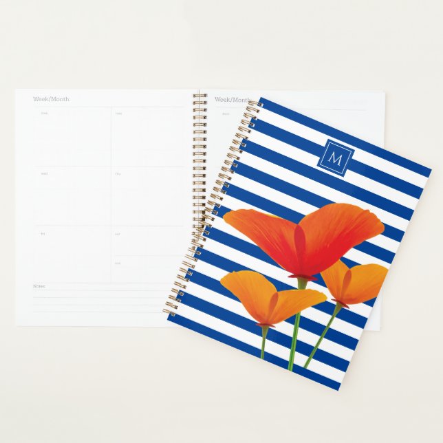 Monogramme à rayures bleu chic (Devant avec enveloppe)