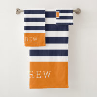 Monogramme à rayures orange et marine
