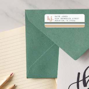 Monogramme à rayures rétro chic