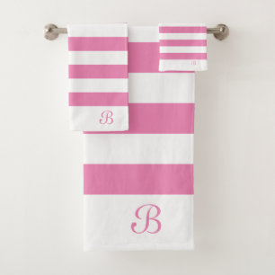 Monogramme à rayures rose et blanc