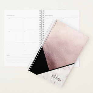 Monogramme Abstrait en marbre noir et Rose