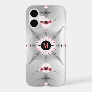 Monogramme Abstrait, rose et gris, fractal