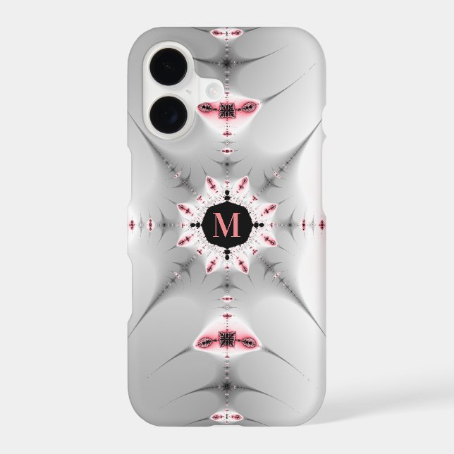 Monogramme Abstrait, rose et gris, fractal (Verso)