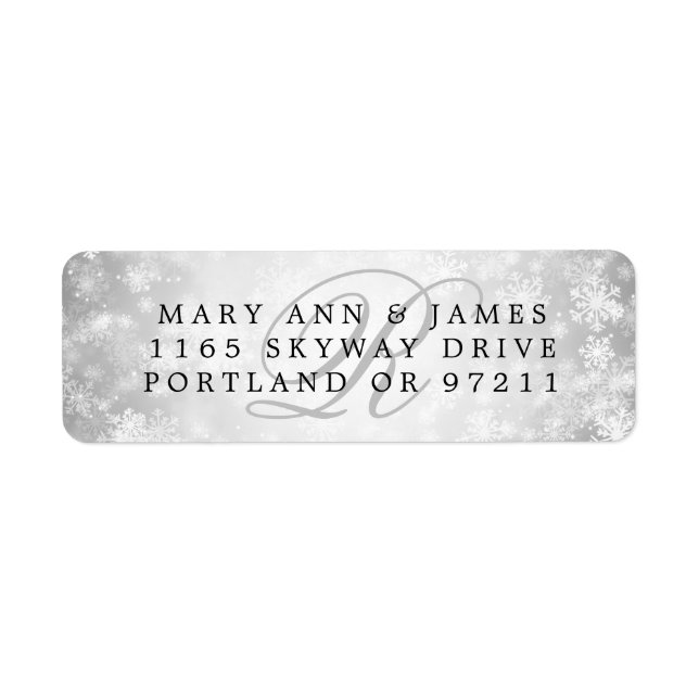 Monogramme Adresse du Mariage Silver Winter Wonder (Devant)