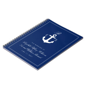 Monogramme Ancre nautique Carnet Mariage foncé