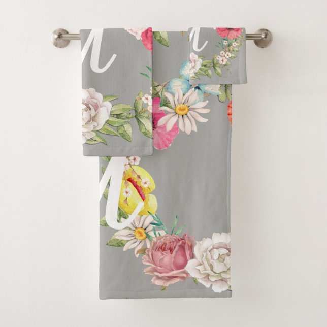 Monogramme Aquarelle Florale Wreath (En situation)