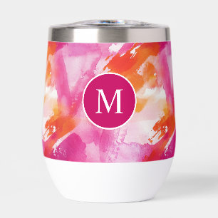 Monogramme Aquarelle rose orange Abstrait