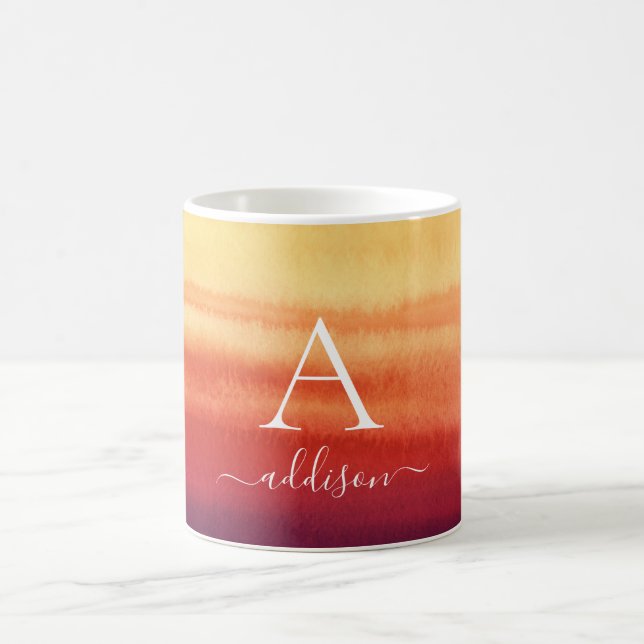Monogramme Aquarelle spécifique du client Café Mug (Centre)
