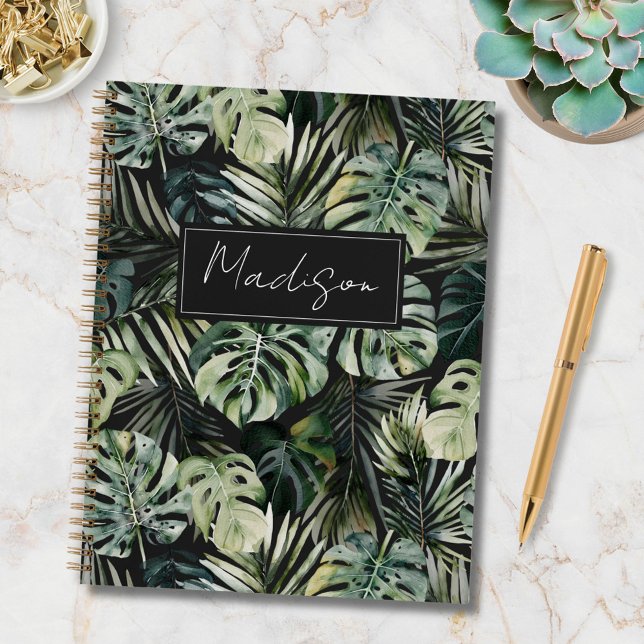 Monogramme Aquarelle Vert Feuille Motif (In situ)
