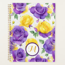 Monogramme Aquarelle violet rose jaune