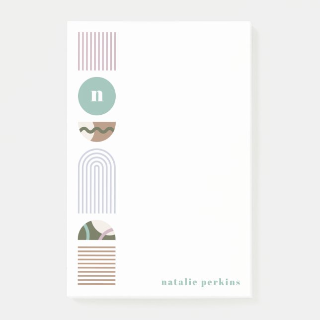 Monogramme arc-en-ciel géométrique Post-It Notes - (Devant)