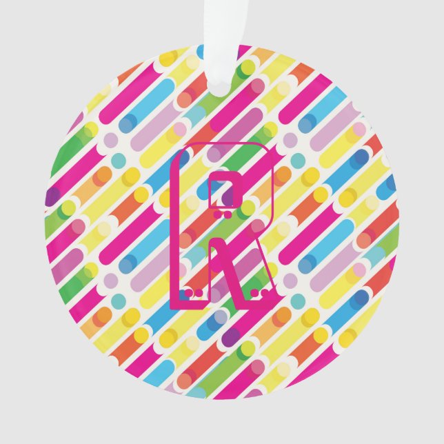 Monogramme Arc-en-ciel lignes diagonales Motif Pop (devant)
