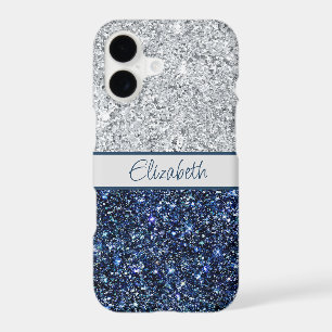 Monogramme Argent Paillettes Bleu Foncé Tendance C