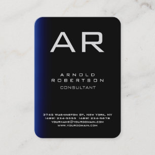 Monogramme arrondi coin bleu noir Carte de visite