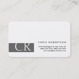 Monogramme arrondi Corner gris blanc Carte de visi