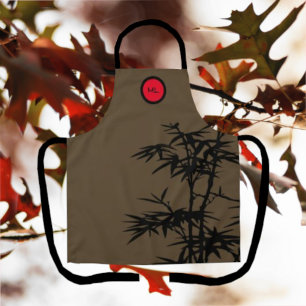 Monogramme Asiatique Lune Rouge Brown tablier
