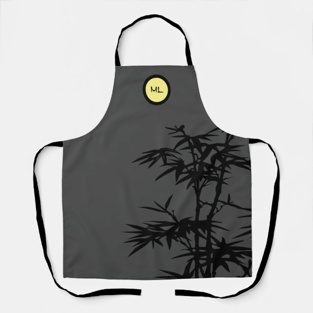 Monogramme asiatique Style noir gris rouge tablier (Recto)