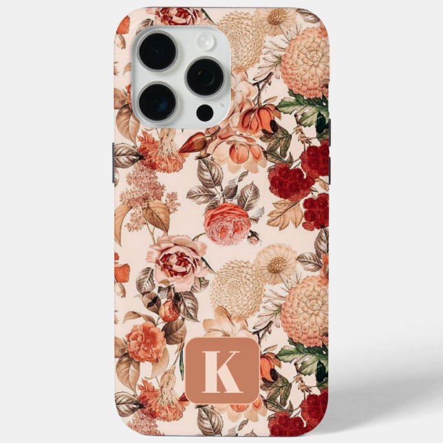 Monogramme Automne Automne coque iphone Floral (Verso)