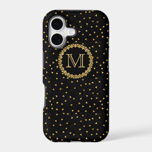 Monogramme avec paillettes noires et dorées