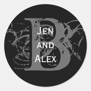 Monogramme B et Noms Étiquette noire