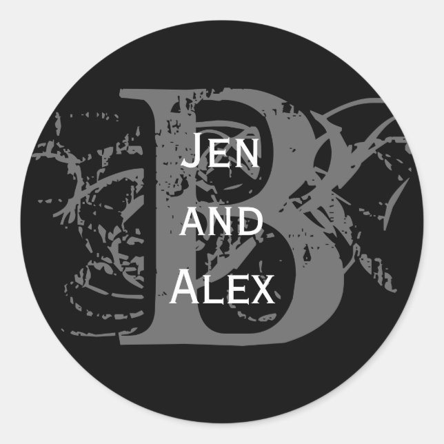 Monogramme B et Noms Étiquette noire (Devant)