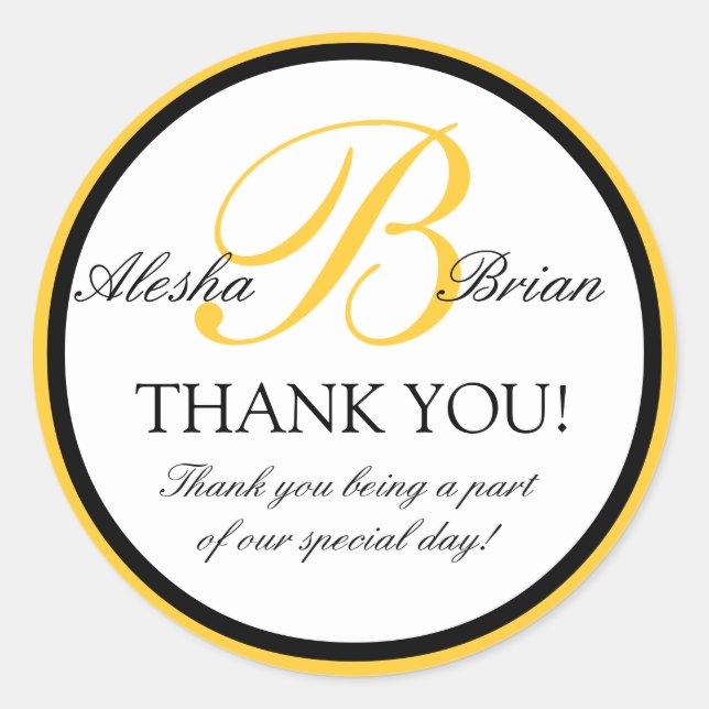Monogramme B Mariage Favoriser Merci Stickers (Devant)