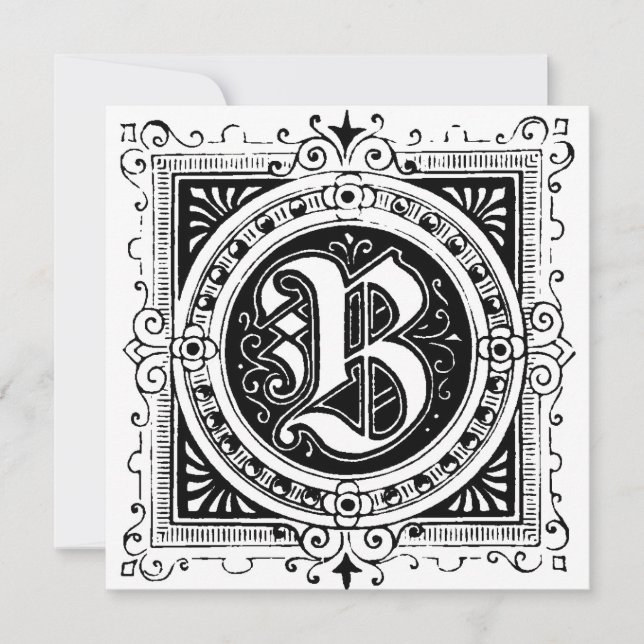 Monogramme B Modèle floral noir et blanc initial (Devant)