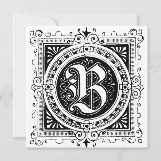 Monogramme B Modèle floral noir et blanc initial