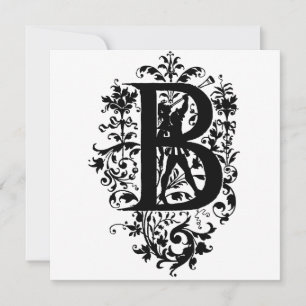 Monogramme B Modèle floral noir et blanc initial