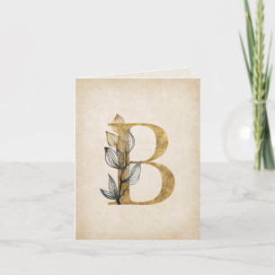 Monogramme B or et noir avec feuilles