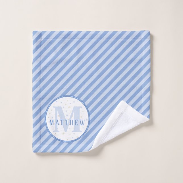 Monogramme Bébé Bleu (Gant de toilette)