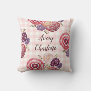 Monogramme Bébé Fille Floral Jeu Oreiller