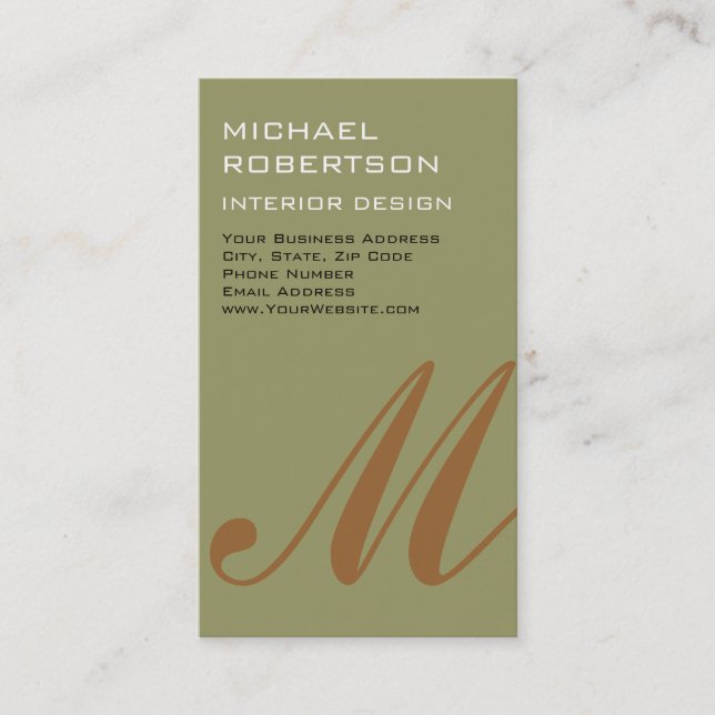 Monogramme beige Carte de visite de concepteur int (Devant)