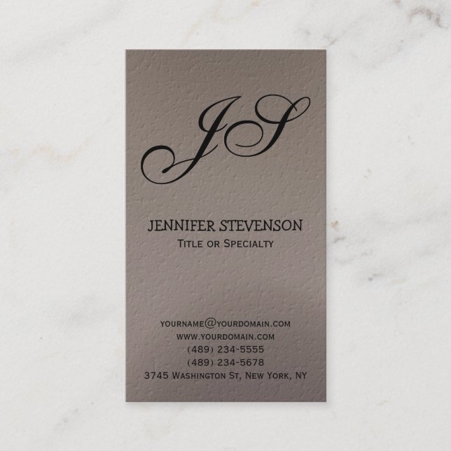 Monogramme Beige Consultant Carte de visite (Devant)