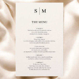 Monogramme beige Elégant minimaliste menu Mariage