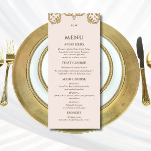 Monogramme Beige Ornate Victorian Pearl Menu Maria