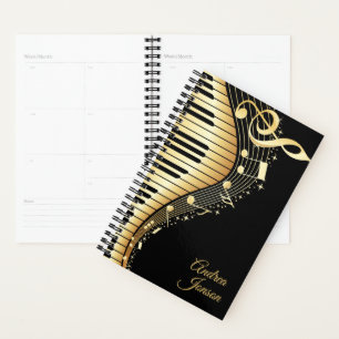 Monogramme Black and Gold Music Notes Design