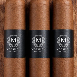 Monogramme Black White Crest Mariage Cigar Band
