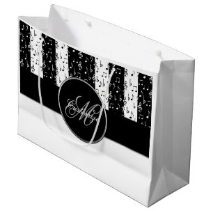 Monogramme Black & White Musical Stripes Grand Sac