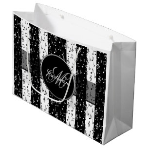 Monogramme Black & White Musical Stripes Grand Sac