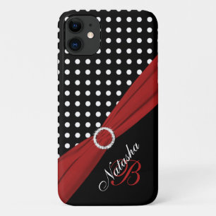 Monogramme Black White Red Pois iPhone 11 coque