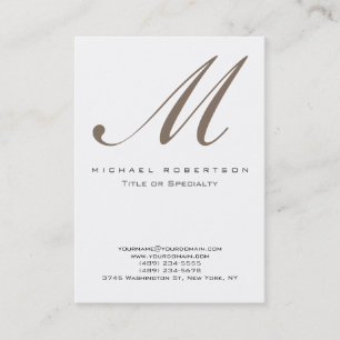 Monogramme Blanc Beige Carte de visite unique Chub