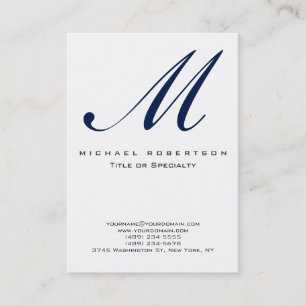 Monogramme Blanc Bleu Unique Carte de visite Chubb