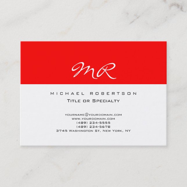 Monogramme blanc Carte de visite de Chubby rouge t (Devant)