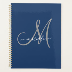 Monogramme blanc gris bleu marine