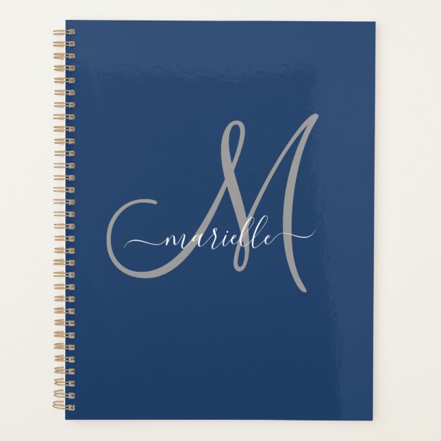 Monogramme blanc gris bleu marine (Devant)