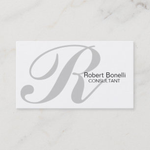 Monogramme blanc gris Carte de visite élégant