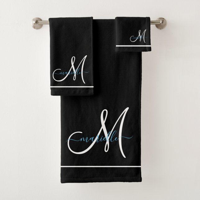 Monogramme blanc initial Turquoise Nom du script (En situation)
